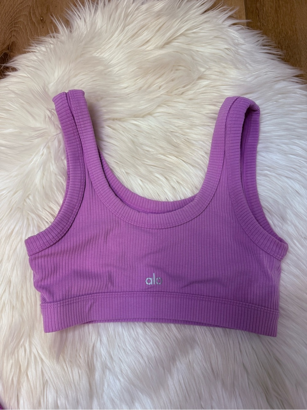 ALO Yoga Lavender Pink Ribbed Sports Bra & Heathered Leggings Set - Size Small - Picture 4 of 8